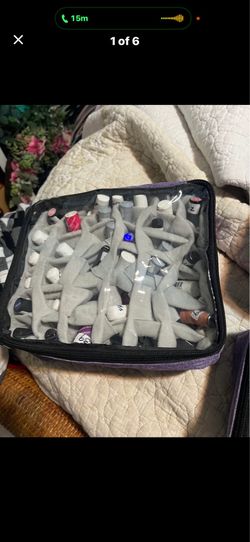 Nail polish bag full of different nail polishes