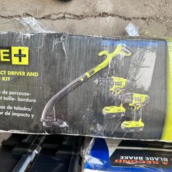 Ryobi Kit Weedeater And Set Of Drills New 