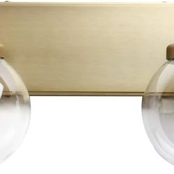 Gold Brass Light Fixture- Bath, Home- Modern, MCM, Retro