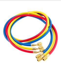Charging Hose Tube, R410A HVAC Gauge Hoses Set 1/4" SAE Air Condition Refrigerant 800PSI Thread Hose, 3pcs