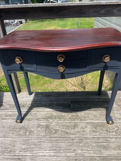 Hand painted and stained solid wood Clawfoot desk / vanity
