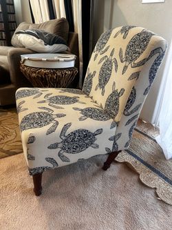 Home Goods blue and ivory accent chair