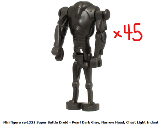 Super Battle Droid - Pearl Dark Gray, Narrow Head, Chest Light Indent (Quantity 45)
