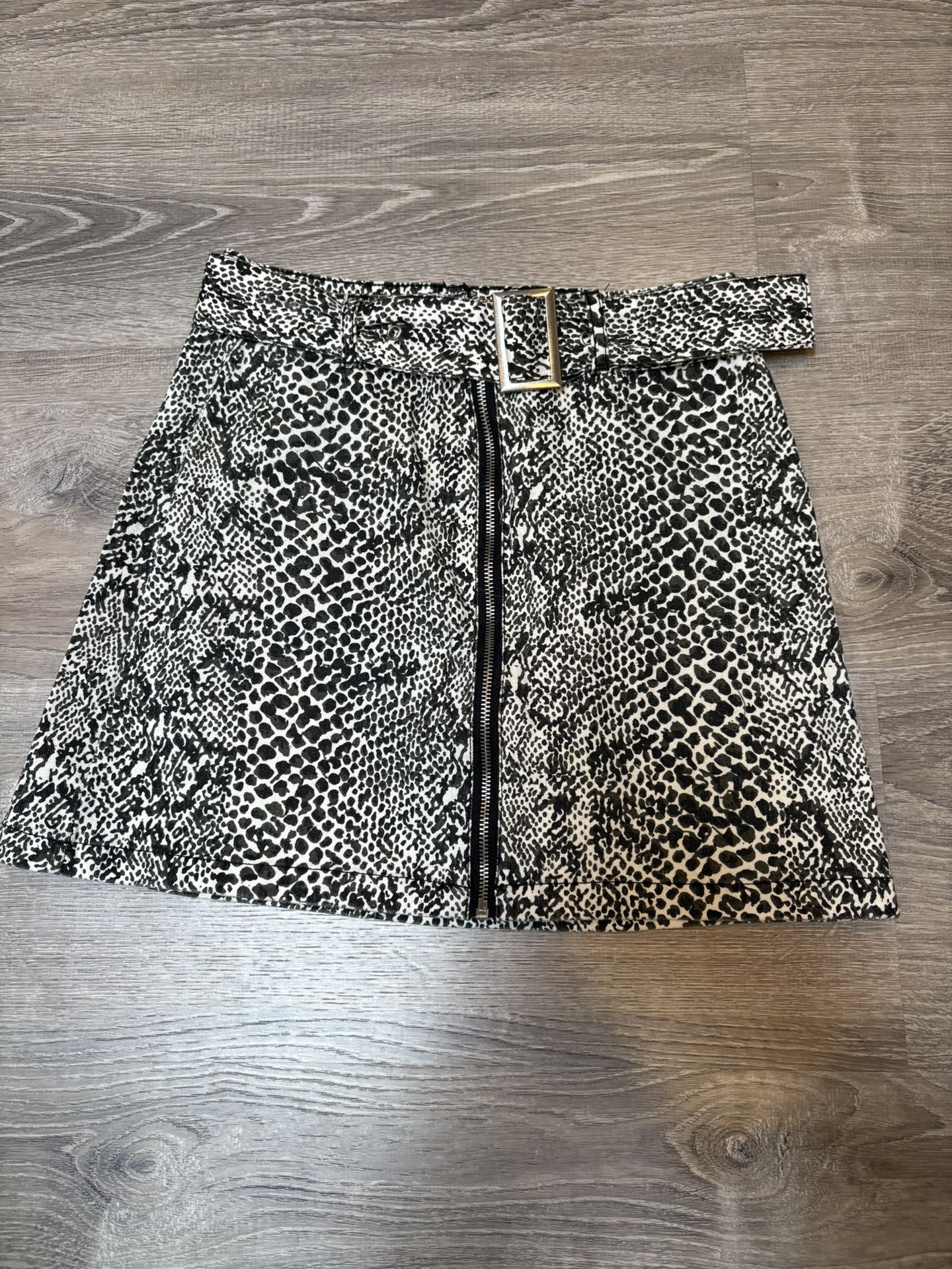 AMP Snakeskin Print New Denim Mini Skirt SZ S