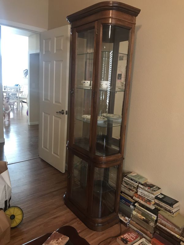 Antique Curved Glass Curio Cabinet For Sale In Sacramento Ca