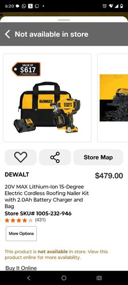 DEWALT 20V MAX Cordless Roofing Nailer Kit