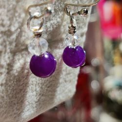 Amethyst And Swarovski Crystals Earrings 