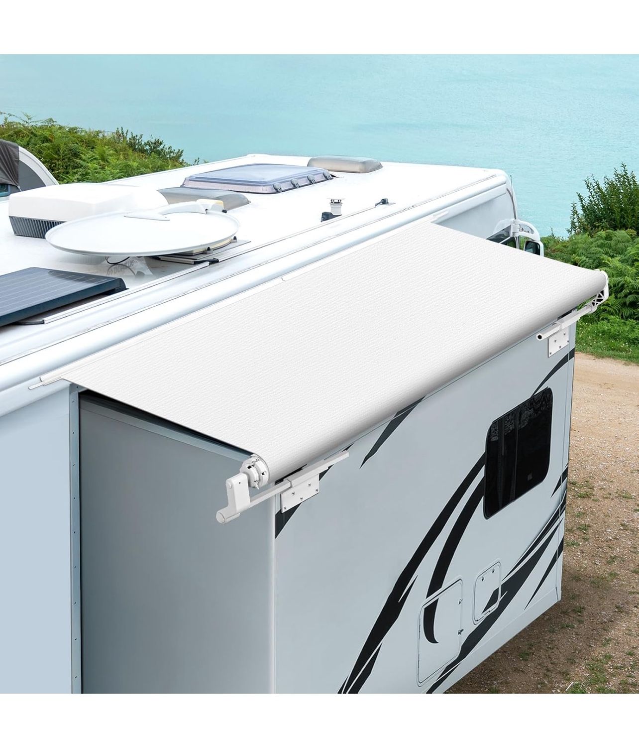 Kohree RV Slide Topper Awning, Slide Out Awning Kit White, 7'9" (7'1" Fabric) NEW!