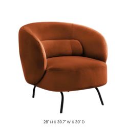 Rust Upholstered Lounge Chair With Black Metal Legs