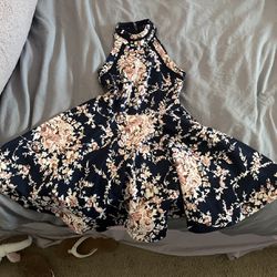Prom/Party Navy Blue Floral Dress
