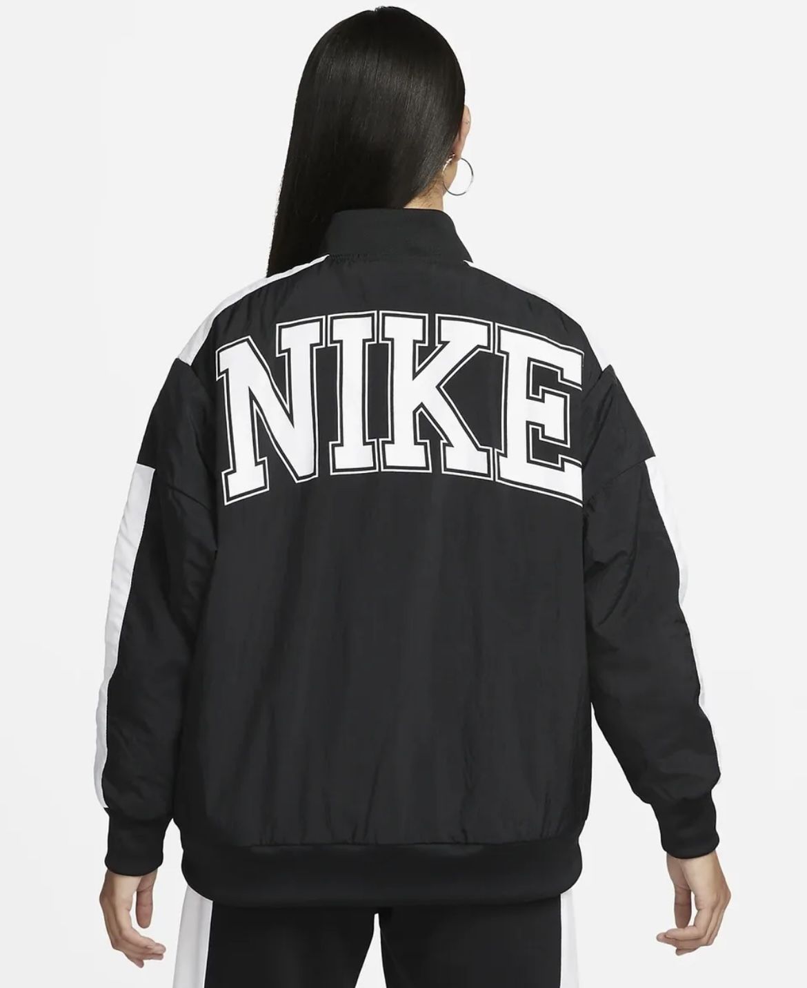 Team Nike Sportswear Button Up Women's Jacket DQ6609-010 XL Black White $120 New