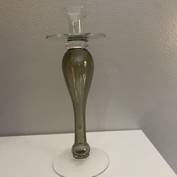 Smoke Grey Glass Candle Holder Made In Poland
