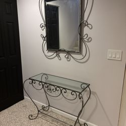 Z Gallerie Wrought Iron Wall Mirror And Console Table 