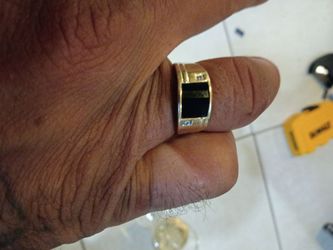 Rare antique gold onyx and diamond ting