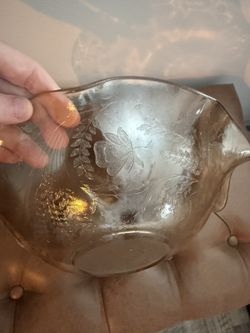 Amber Etched Glass Console Bowl