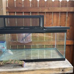 Fish Tank. Turtle Kit, Food, Filter, Thermometer And More Stuff 