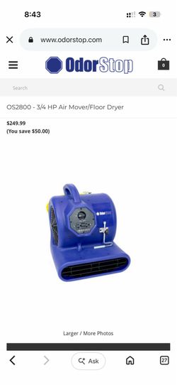 Smoke and paint smell eliminator - Like new Air mover - complete- works great