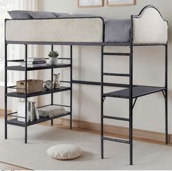 Brand New Black & Grey Twin Size Loft Bed