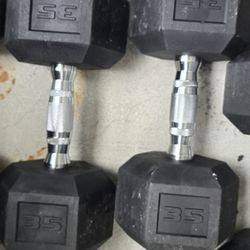SET OF DUMBBELLS 35 POUNDS ...PESAS