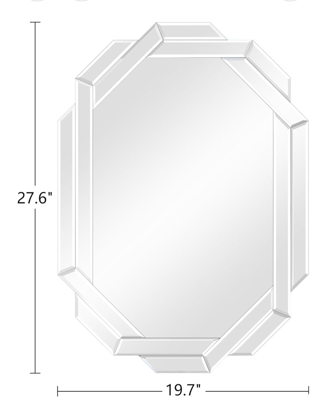 Bathroom Mirror 20”X28” Helicoid Frameless Beveled Decor Silver Mirror for Wall, Hexagon Decorative Mirror for Bedroom, Living Room and Enterway Horiz