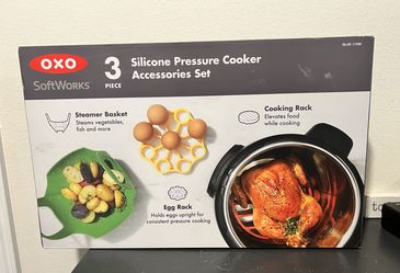 OXO Softworks Silicone Pressure Cooker 3 Pc Egg Rack Steamer Basket Cooking Rack