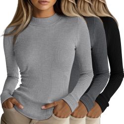Riyiper 3 Pack Women’s Mock Neck Tops Small — Open Box