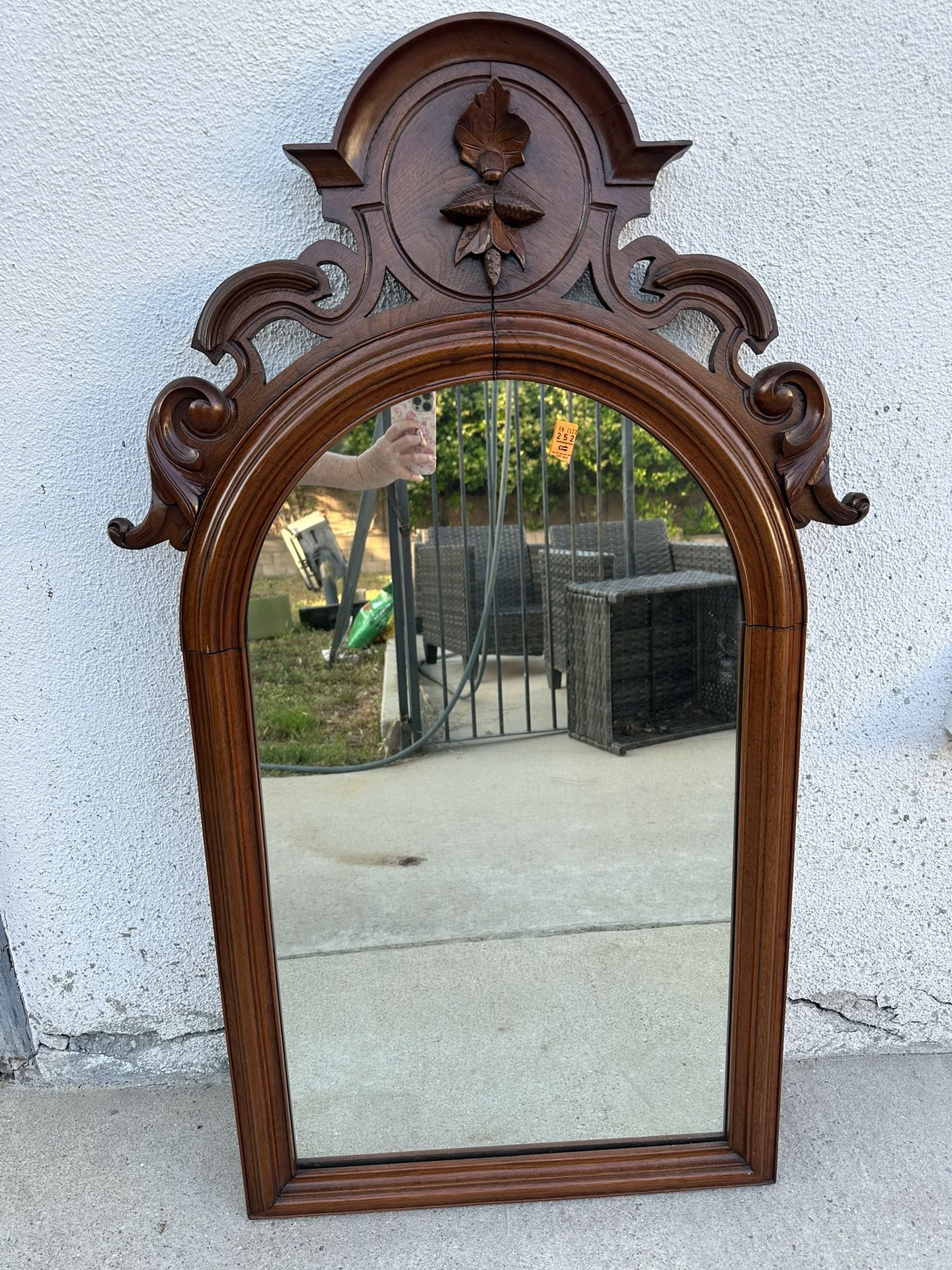 Antique Large Wood Mirror