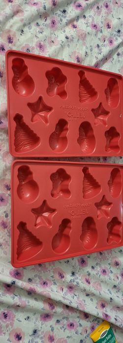 Vintage JELL-O Happy Holidays Red Plastic Jigglers Molds - Set of 2