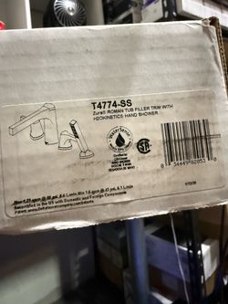 Delta Zura Roman Tub Faucet with Hand Shower, Brushed Nickel Deck Mount Bathtub Faucet, Stainless T4768-SS (Valve Not Included)