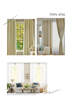 ✨ Beige Blackout Curtains + FREE Sheer Curtains ✨