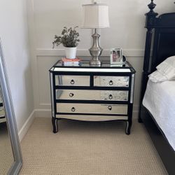 2 Chest Side Tables Solid Wood And Mirror 