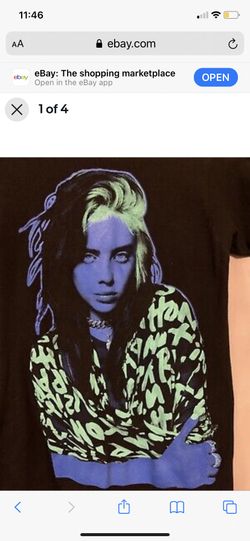 Billie Eilish T-Shirt Size Men Small Black Neon Great Condition OFFICIAL Merch