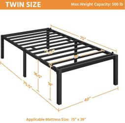 18 Inch Twin Bed Frames Heavy Duty Metal Platform Bed