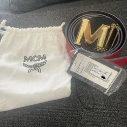 Red/Navy Blue Reversable MCM Belt