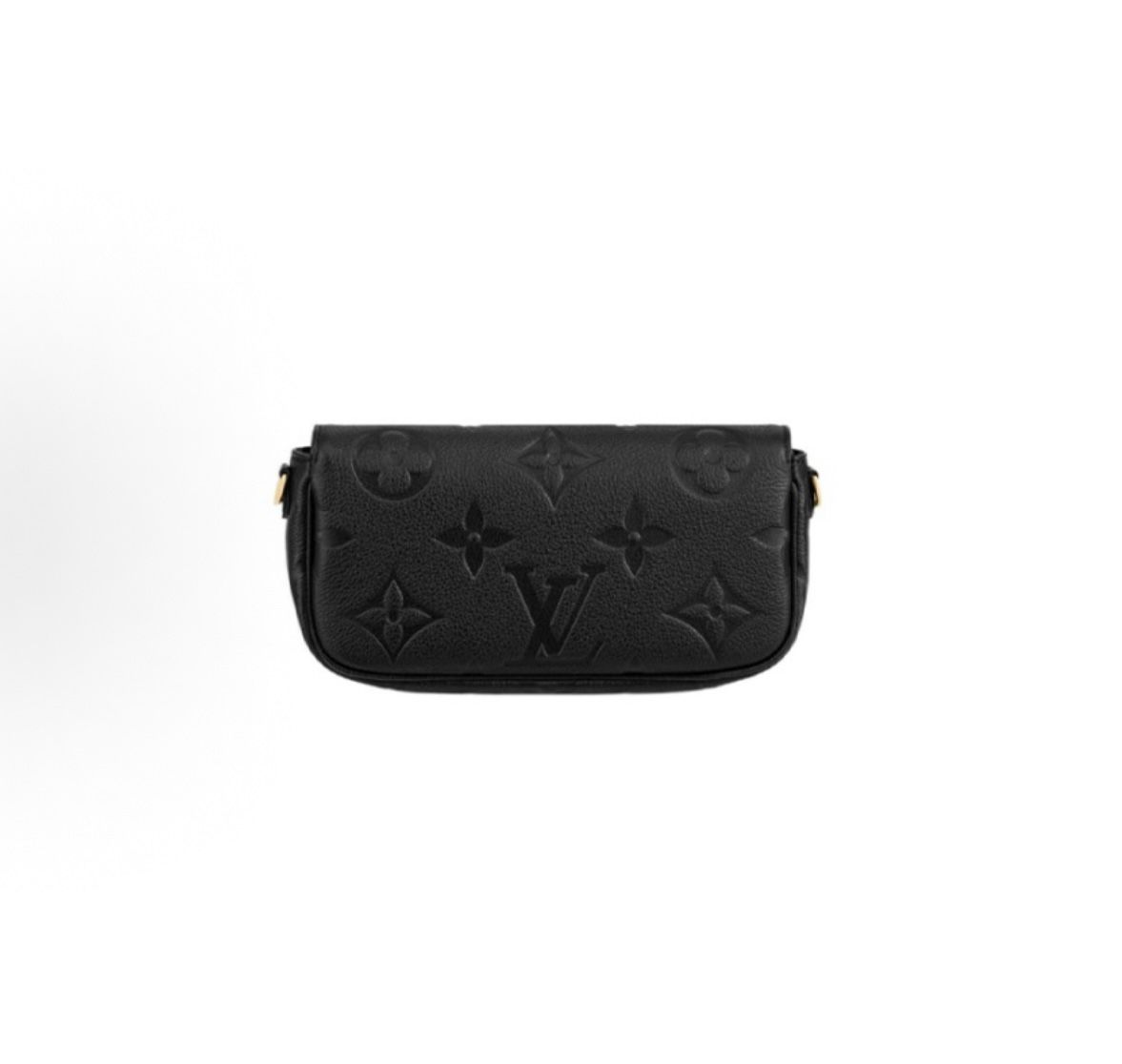 LOUIS VUITTON IVY old flower embossed full-print metal chain cowhide armpit bag baguette bag handbag shoulder bag women's black(s35)28