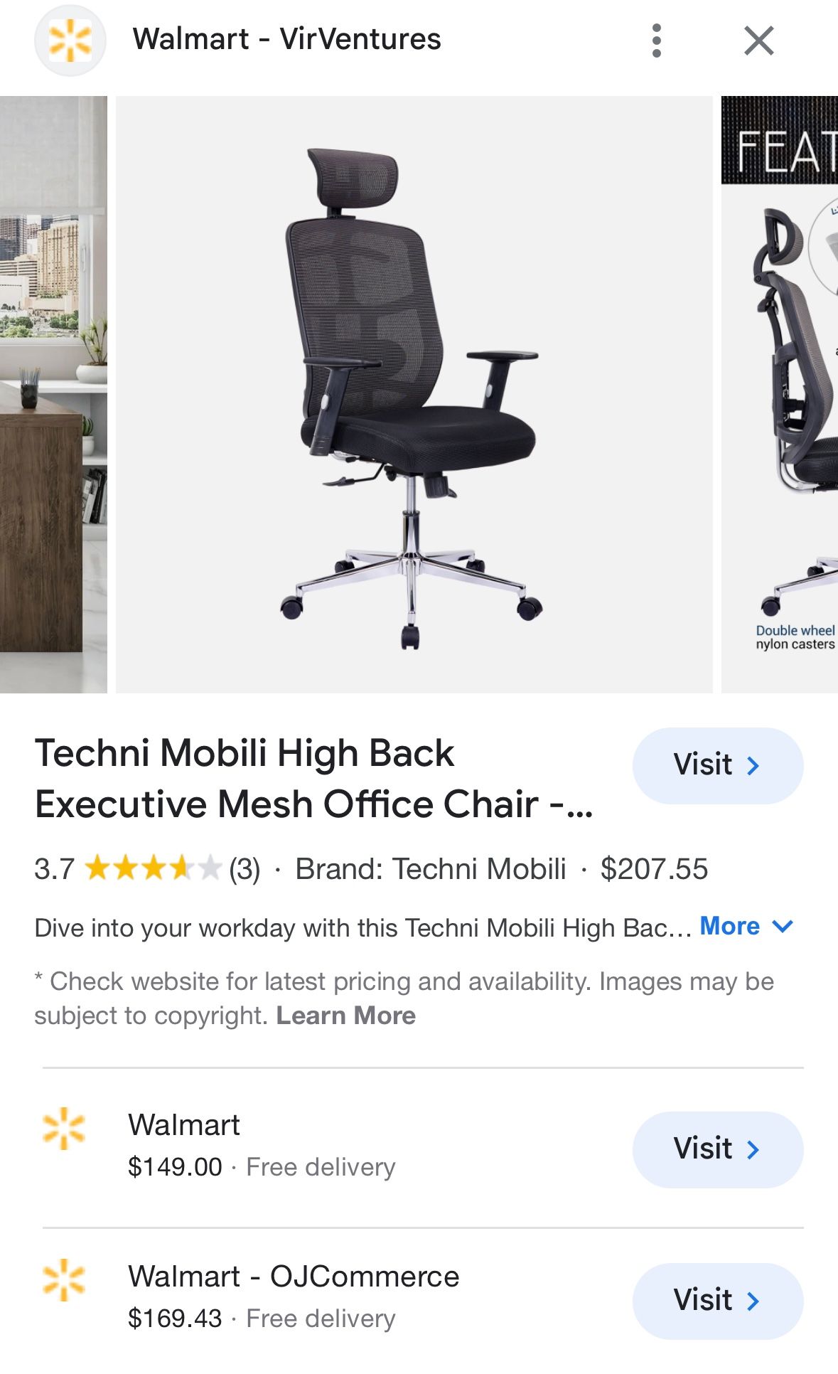 Techni Mobili High Back Executive Mesh Office Chair 