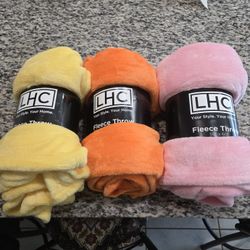 NEW💫 LCH Fleece Throws | 50x60 | Cheery Color, Soft | Yellow, Orange and Pink