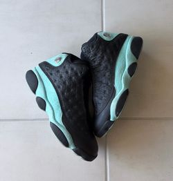 Jordan 13 black island green size 12
