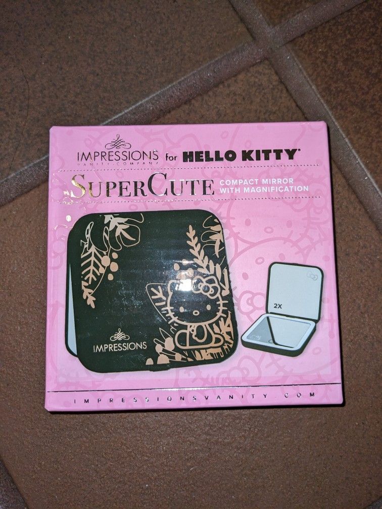 HELLO KITTY Impressions Vanity SuperCute Black Compact Mirror with Magnification