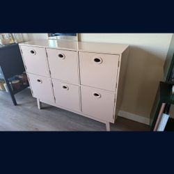 Pink Retro Cubby System With Baskets