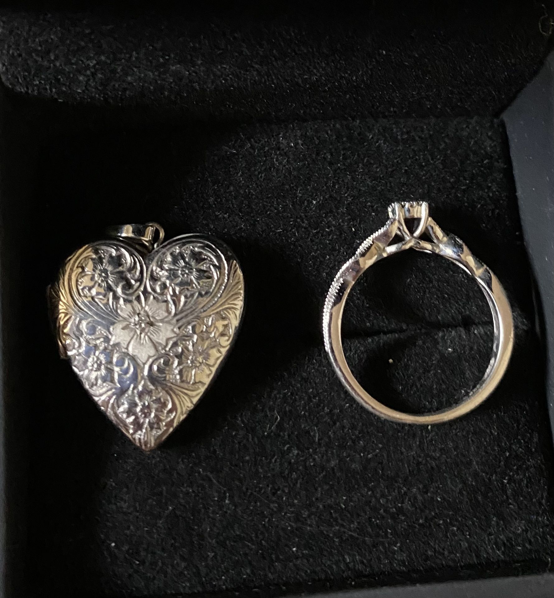 silver ring & locket 