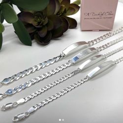 925 Silver ID Bracletsa/ Esclavas De Plata 925 
