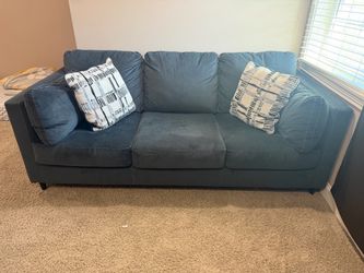 Blue-Gray Fabric 3-Seat Sofa