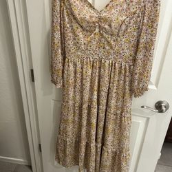 Sincerly Jules l Yellow Floral Maxi/Midi Dress Size Medium