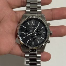 Mk Men Watch Silver Tone And Wallet