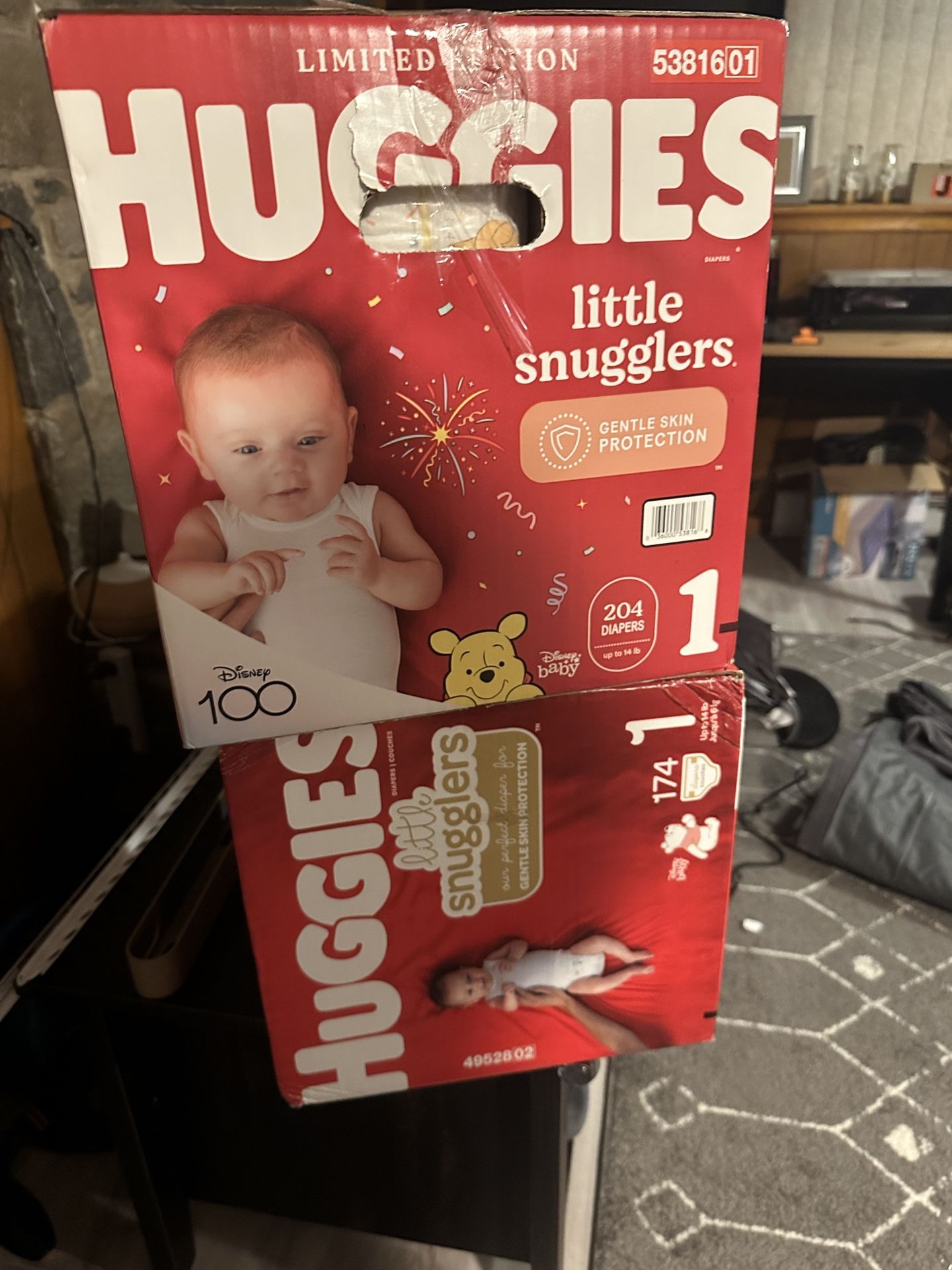 Huggies Little Snuggers Size 1 (2 Boxes, Total 378 Diapers)