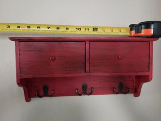 Red rustic farmhouse key shelf wall organizer