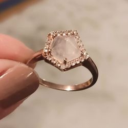 Women Ring 925 Sterling Silver - Rose Quartz Gemstone Size 7.5