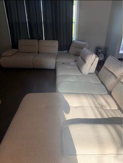 Large Light Gray Fabric Sectional Sofa
