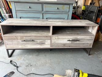Rustic Wood and Metal TV Stand with Drawers
